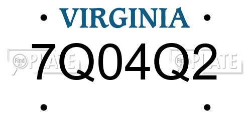 7Q04Q2 Virginia License Plate