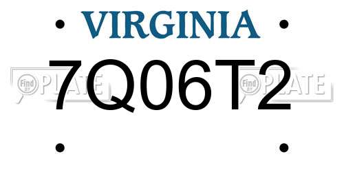 7Q06T2 Virginia License Plate