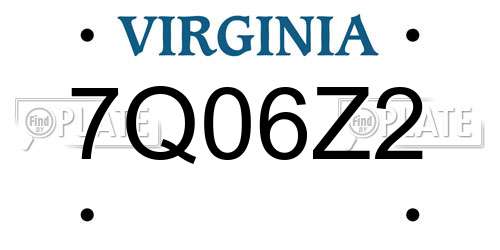 7Q06Z2 Virginia License Plate