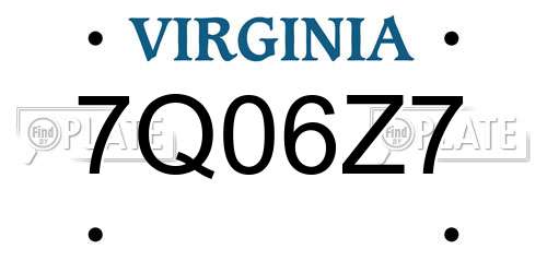 7Q06Z7 Virginia License Plate