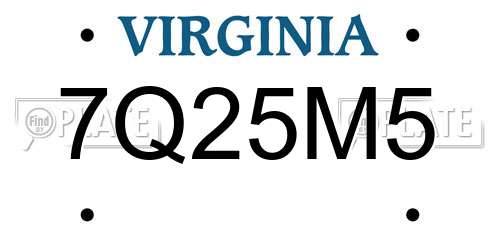 7Q25M5 Virginia License Plate