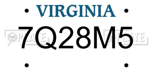7Q28M5 Virginia License Plate