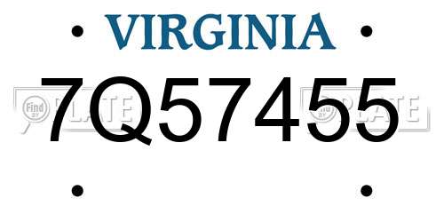7Q57455 Virginia License Plate