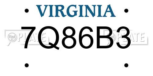 7Q86B3 Virginia License Plate