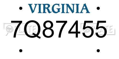 7Q87455 Virginia License Plate
