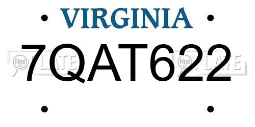 7QAT622 Virginia License Plate
