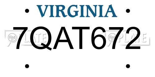 7QAT672 Virginia License Plate