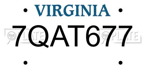 7QAT677 Virginia License Plate