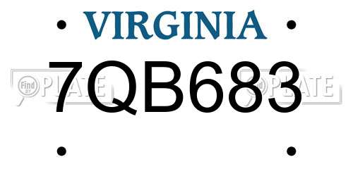 7QB683 Virginia License Plate