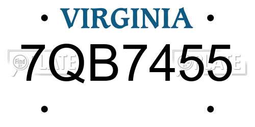 7QB7455 Virginia License Plate