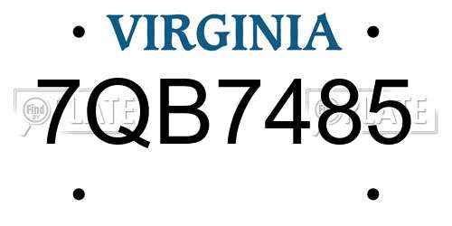 7QB7485 Virginia License Plate