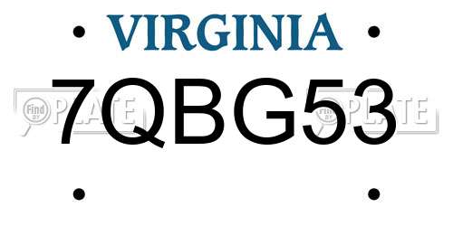 7QBG53 Virginia License Plate