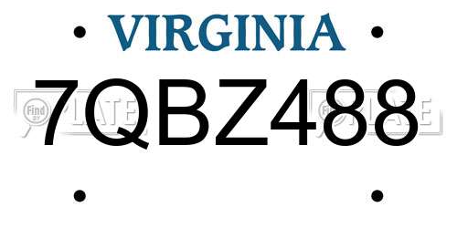 7QBZ488 Virginia License Plate