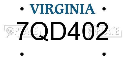 7QD402 Virginia License Plate
