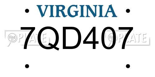 7QD407 Virginia License Plate