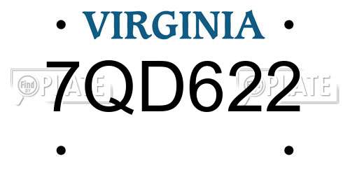 7QD622 Virginia License Plate