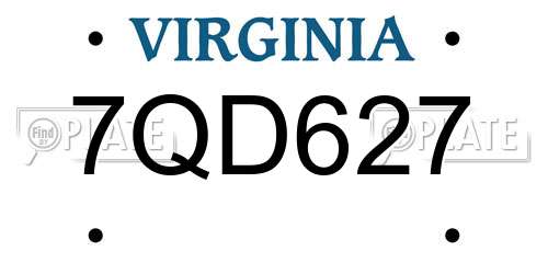 7QD627 Virginia License Plate
