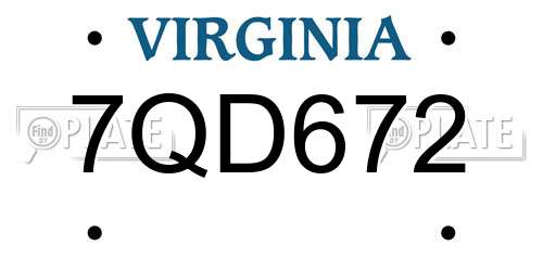 7QD672 Virginia License Plate