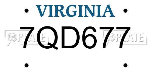 7QD677 Virginia License Plate