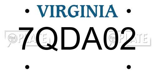 7QDA02 Virginia License Plate
