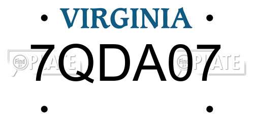 7QDA07 Virginia License Plate