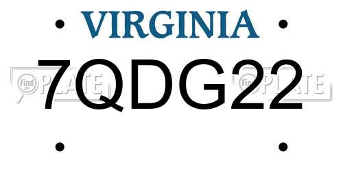 7QDG22 Virginia License Plate