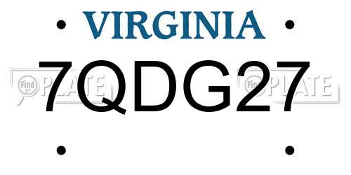 7QDG27 Virginia License Plate