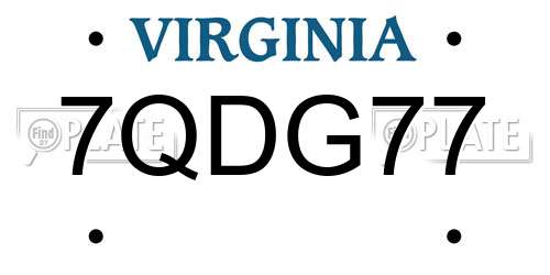 7QDG77 Virginia License Plate
