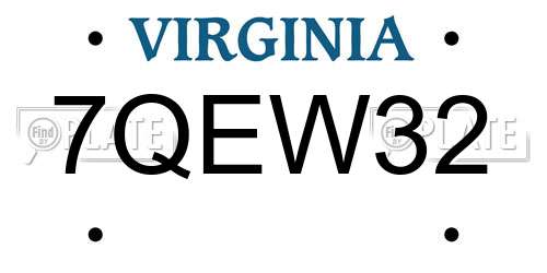 7QEW32 Virginia License Plate