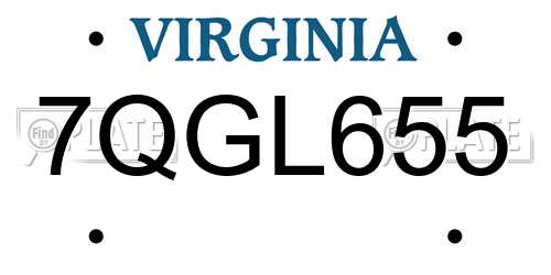 7QGL655 Virginia License Plate