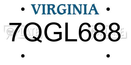 7QGL688 Virginia License Plate