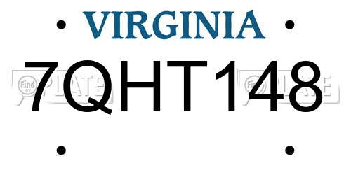 7QHT148 Virginia License Plate