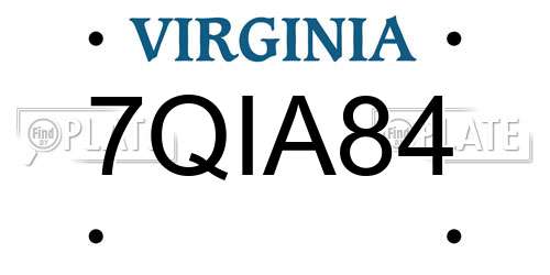 7QIA84 Virginia License Plate