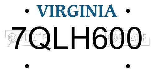 7QLH600 Virginia License Plate