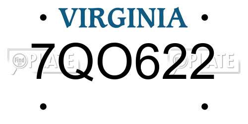 7QO622 Virginia License Plate