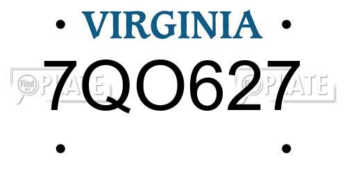 7QO627 Virginia License Plate