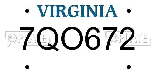 7QO672 Virginia License Plate