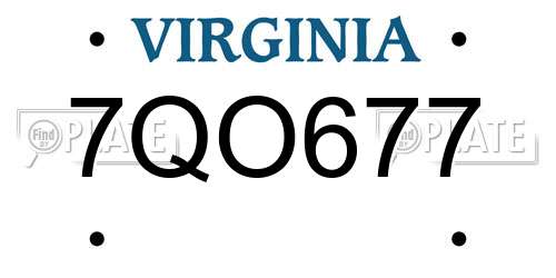 7QO677 Virginia License Plate