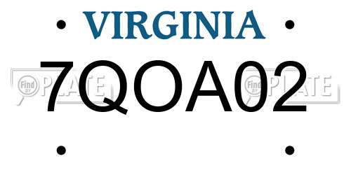 7QOA02 Virginia License Plate