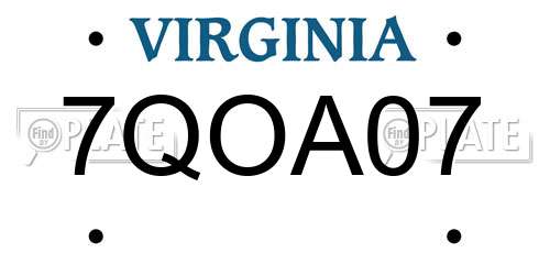 7QOA07 Virginia License Plate