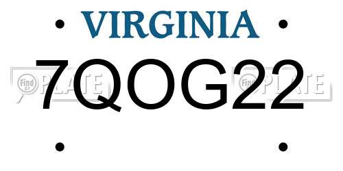 7QOG22 Virginia License Plate