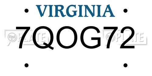 7QOG72 Virginia License Plate