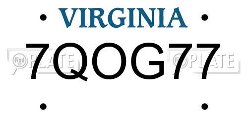 7QOG77 Virginia License Plate