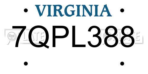 7QPL388 Virginia License Plate