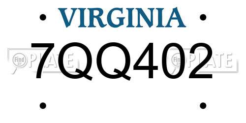 7QQ402 Virginia License Plate