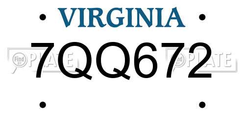 7QQ672 Virginia License Plate