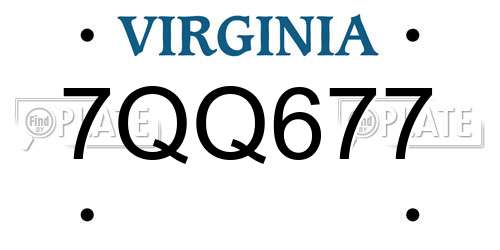 7QQ677 Virginia License Plate