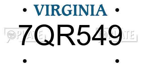 7QR549 Virginia License Plate