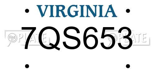 7QS653 Virginia License Plate