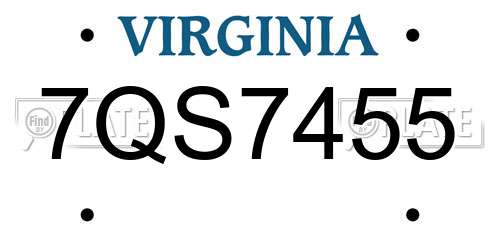 7QS7455 Virginia License Plate